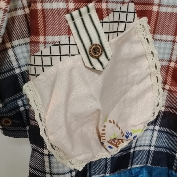 Red and Blue Long Sleeve Button Down Shirt with Notched Collar - Picture 2 of 7